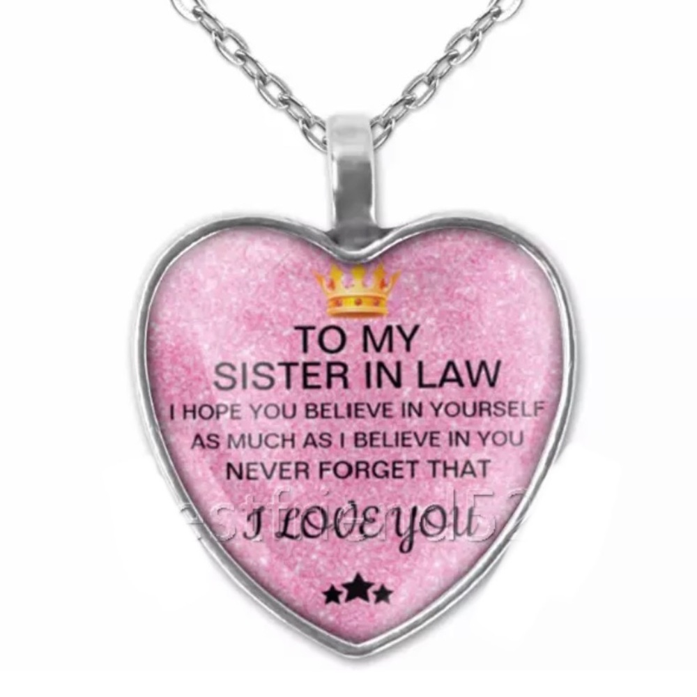 Sister-In-Law silver glass necklace